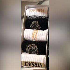 Versace Black, White, and Gold Medusa Socks